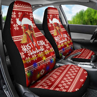 Just A Girl Who Loves Christmas And Chickens Christmas Car Seat Cover Funny Xmas Holiday Patterns - Wonder Print Shop