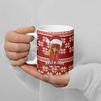 Just A Girl Who Loves Christmas And Chickens Christmas Ceramic Mug Funny Xmas Holiday Patterns - Wonder Print Shop