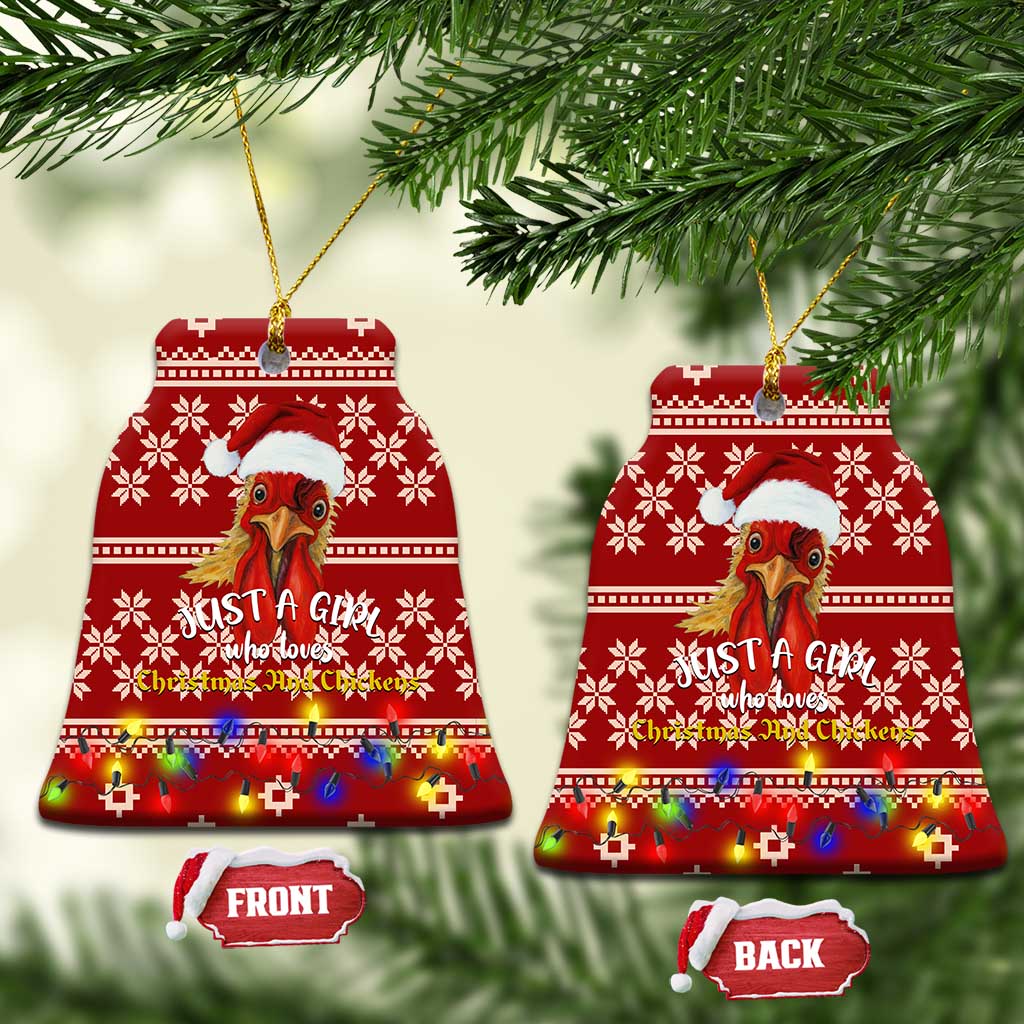 Just A Girl Who Loves Christmas And Chickens Christmas Ceramic Ornament Funny Xmas Holiday Patterns - Wonder Print Shop