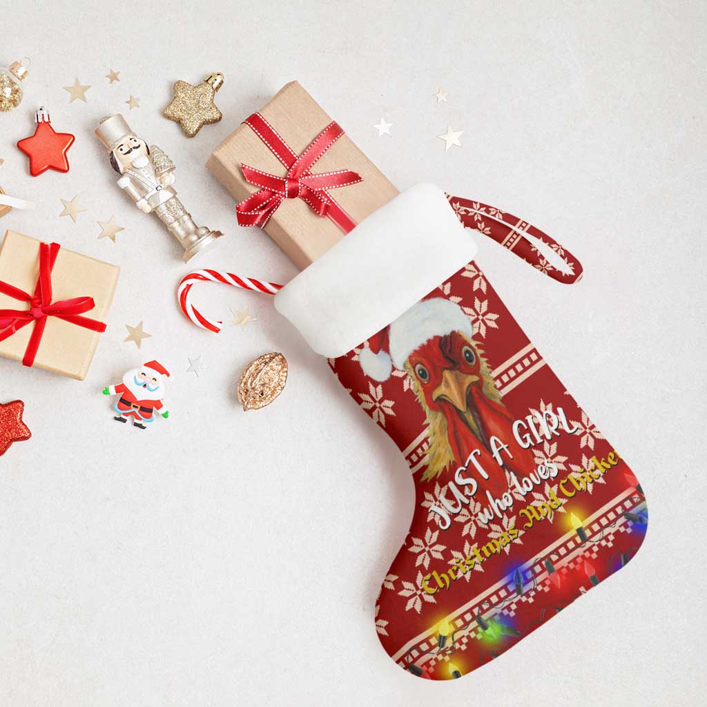 Just A Girl Who Loves Christmas And Chickens Christmas Stocking Funny Xmas Holiday Patterns - Wonder Print Shop