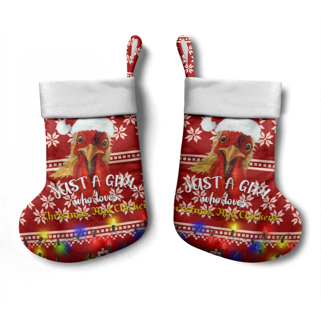 Just A Girl Who Loves Christmas And Chickens Christmas Stocking Funny Xmas Holiday Patterns - Wonder Print Shop