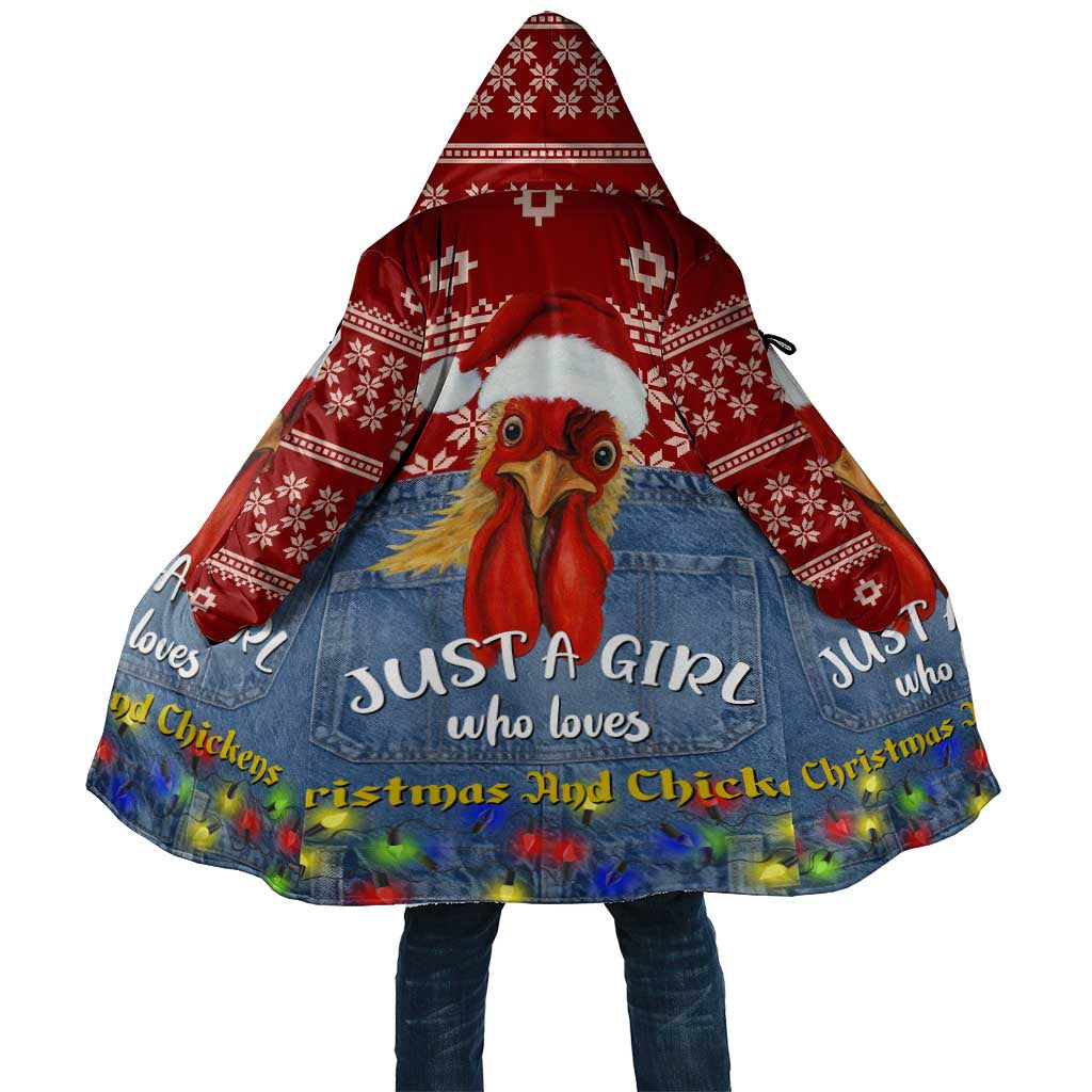Just A Girl Who Loves Christmas And Chickens Christmas Cloak Funny Xmas Holiday Patterns - Wonder Print Shop