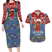 Just A Girl Who Loves Christmas And Chickens Christmas Couples Matching Long Sleeve Bodycon Dress and Hawaiian Shirt Funny Xmas Holiday Patterns - Wonder Print Shop