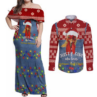 Just A Girl Who Loves Christmas And Chickens Christmas Couples Matching Off Shoulder Maxi Dress and Long Sleeve Button Shirt Funny Xmas Holiday Patterns - Wonder Print Shop
