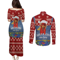 Just A Girl Who Loves Christmas And Chickens Christmas Couples Matching Puletasi and Long Sleeve Button Shirt Funny Xmas Holiday Patterns - Wonder Print Shop