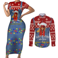 Just A Girl Who Loves Christmas And Chickens Christmas Couples Matching Short Sleeve Bodycon Dress and Long Sleeve Button Shirt Funny Xmas Holiday Patterns - Wonder Print Shop