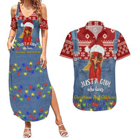 Just A Girl Who Loves Christmas And Chickens Christmas Couples Matching Summer Maxi Dress and Hawaiian Shirt Funny Xmas Holiday Patterns - Wonder Print Shop