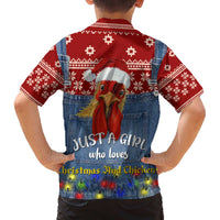 Just A Girl Who Loves Christmas And Chickens Christmas Family Matching Off The Shoulder Long Sleeve Dress and Hawaiian Shirt Funny Xmas Holiday Patterns - Wonder Print Shop