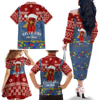Just A Girl Who Loves Christmas And Chickens Christmas Family Matching Off The Shoulder Long Sleeve Dress and Hawaiian Shirt Funny Xmas Holiday Patterns - Wonder Print Shop