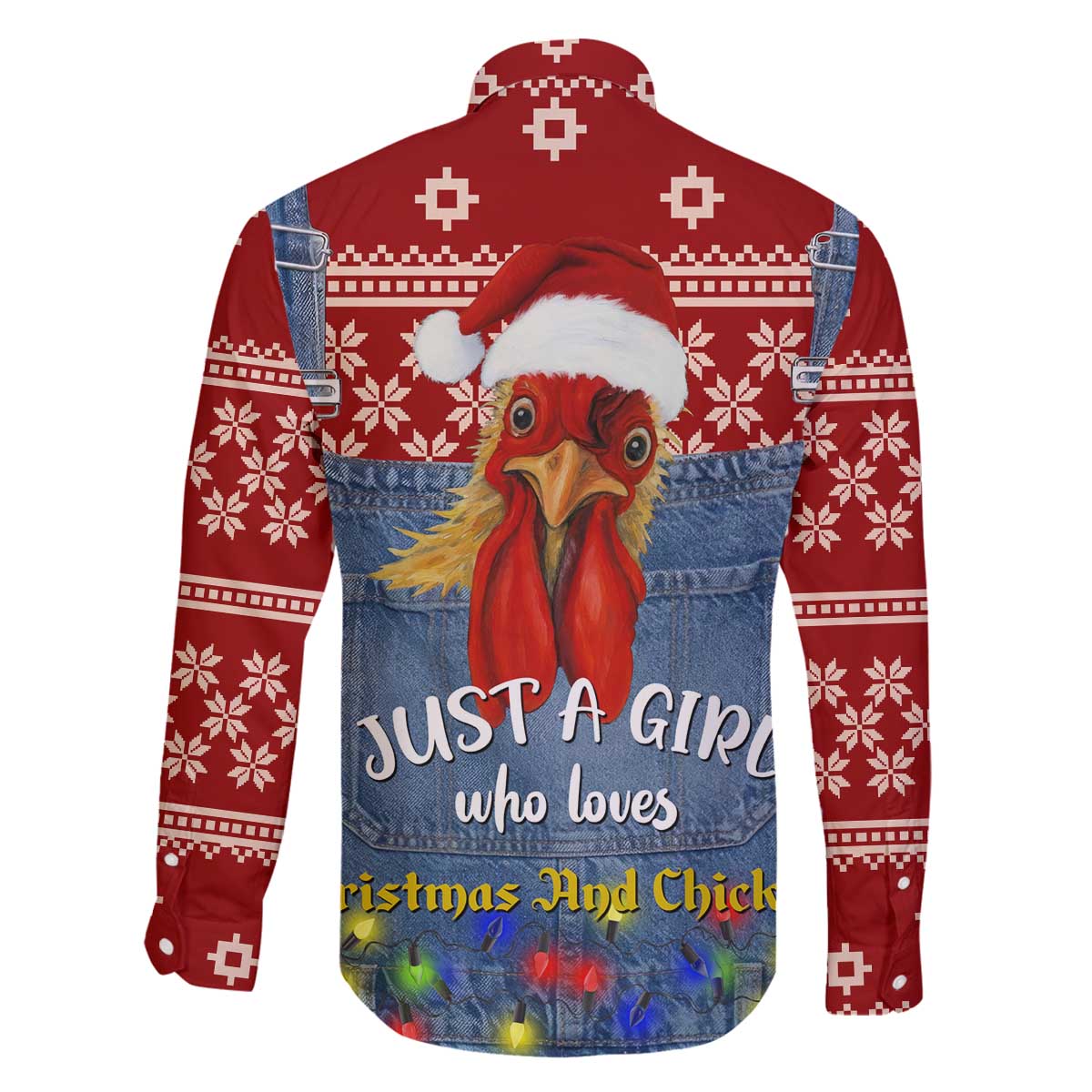 Just A Girl Who Loves Christmas And Chickens Christmas Family Matching Off The Shoulder Long Sleeve Dress and Hawaiian Shirt Funny Xmas Holiday Patterns - Wonder Print Shop