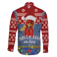 Just A Girl Who Loves Christmas And Chickens Christmas Family Matching Off The Shoulder Long Sleeve Dress and Hawaiian Shirt Funny Xmas Holiday Patterns - Wonder Print Shop