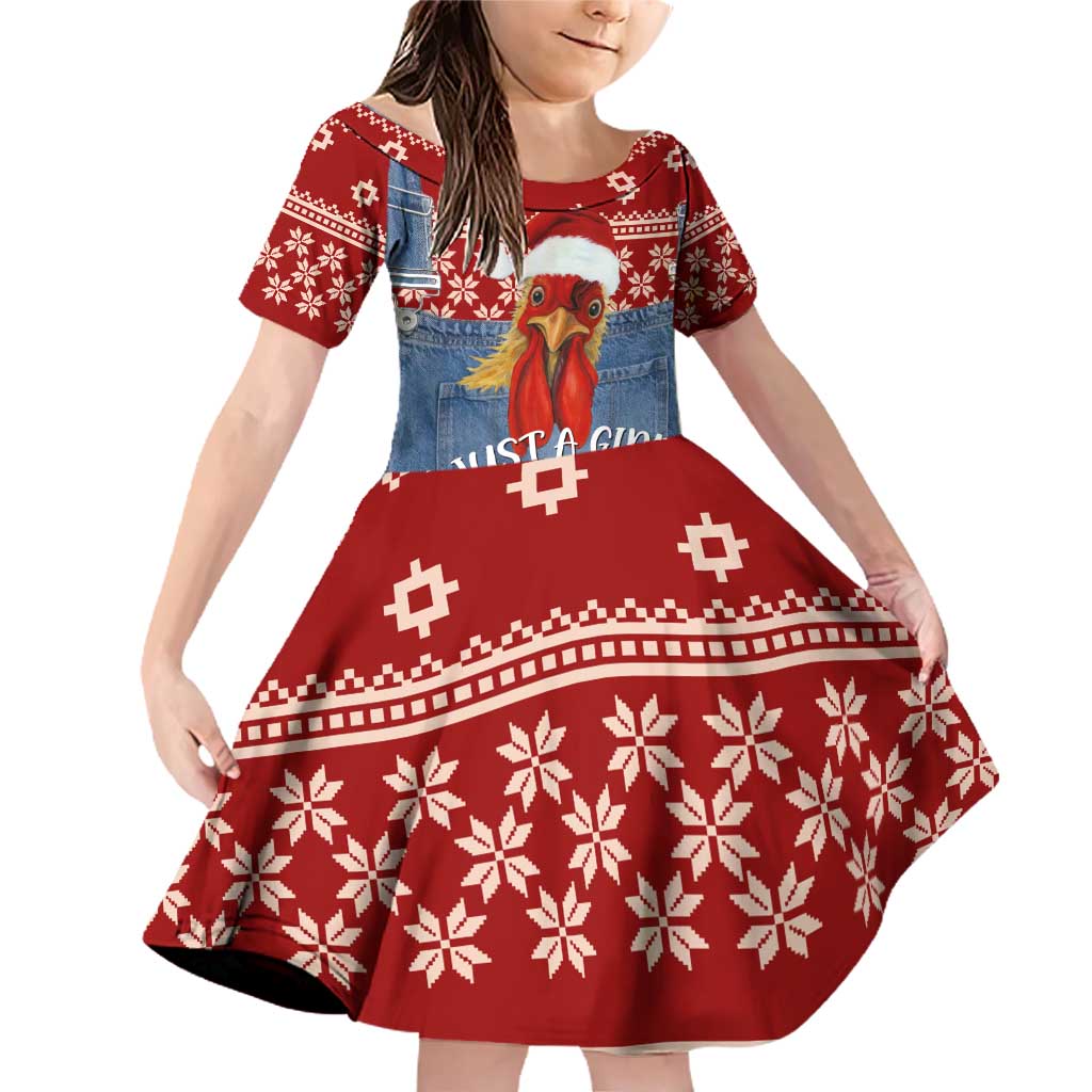 Just A Girl Who Loves Christmas And Chickens Christmas Family Matching Off Shoulder Short Dress and Hawaiian Shirt Funny Xmas Holiday Patterns - Wonder Print Shop