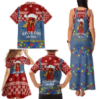 Just A Girl Who Loves Christmas And Chickens Christmas Family Matching Tank Maxi Dress and Hawaiian Shirt Funny Xmas Holiday Patterns - Wonder Print Shop