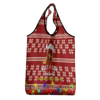 Just A Girl Who Loves Christmas And Chickens Christmas Grocery Bag Funny Xmas Holiday Patterns - Wonder Print Shop