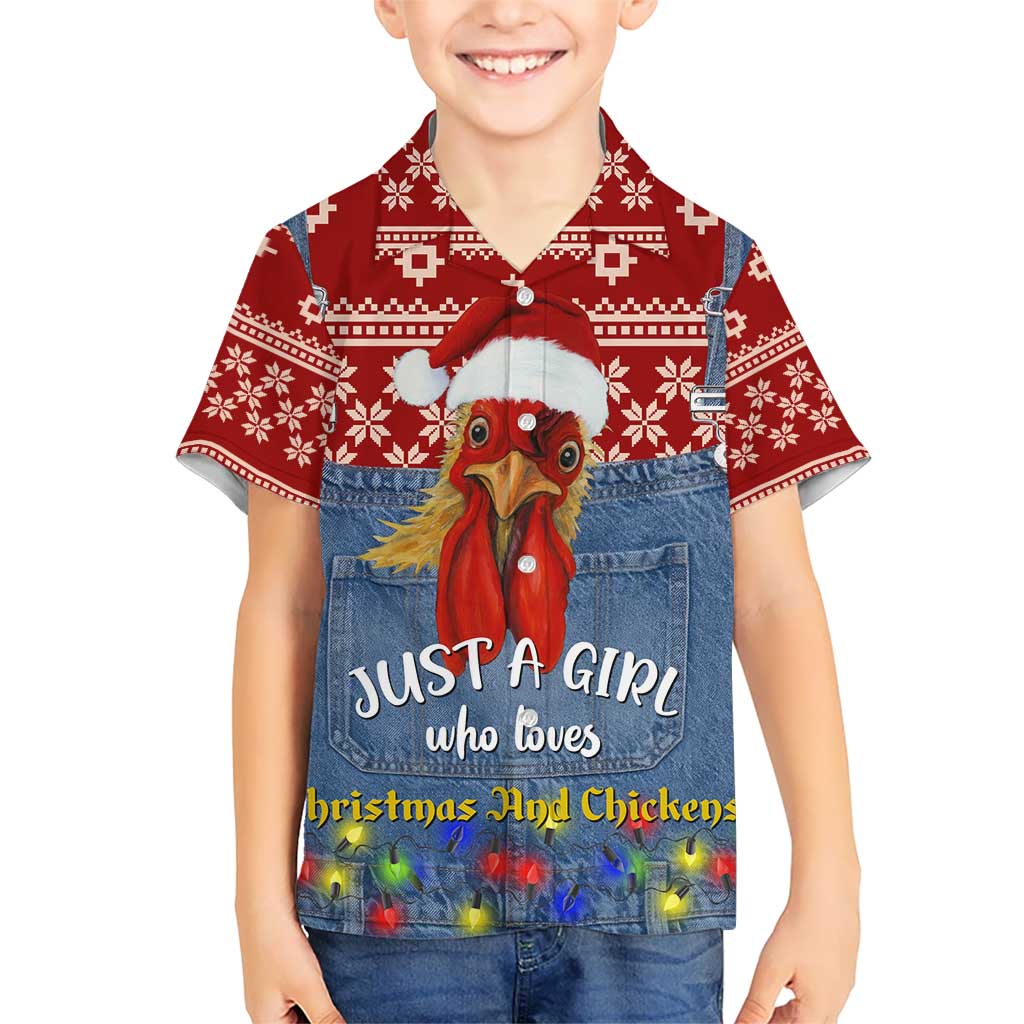Just A Girl Who Loves Christmas And Chickens Christmas Hawaiian Shirt Funny Xmas Holiday Patterns - Wonder Print Shop