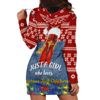 Just A Girl Who Loves Christmas And Chickens Christmas Hoodie Dress Funny Xmas Holiday Patterns - Wonder Print Shop