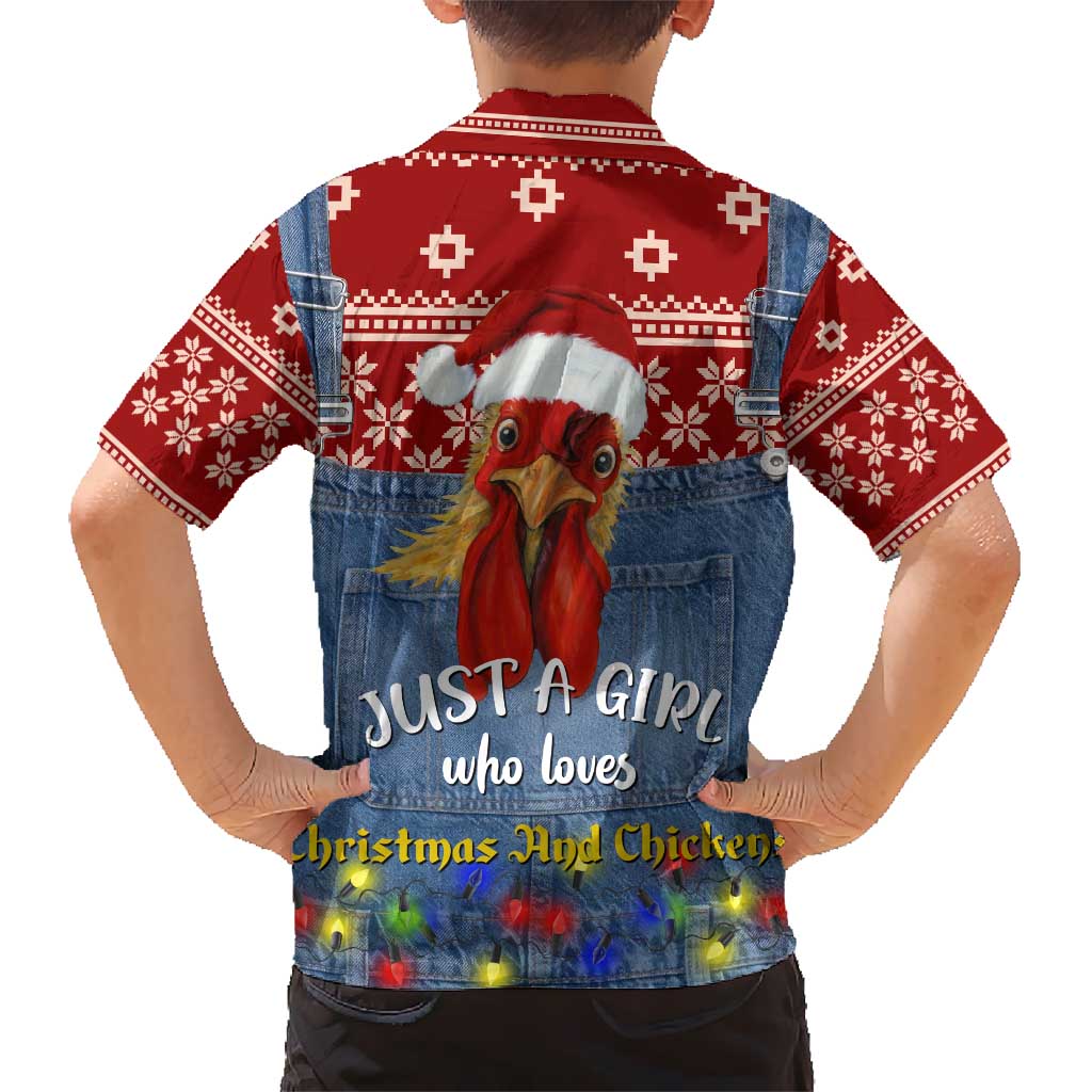 Just A Girl Who Loves Christmas And Chickens Christmas Kid Hawaiian Shirt Funny Xmas Holiday Patterns - Wonder Print Shop