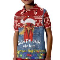 Just A Girl Who Loves Christmas And Chickens Christmas Kid Polo Shirt Funny Xmas Holiday Patterns - Wonder Print Shop