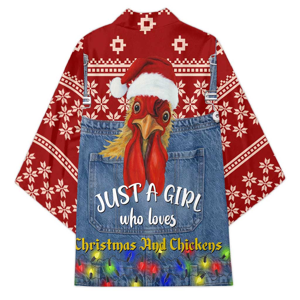 Just A Girl Who Loves Christmas And Chickens Christmas Kimono Funny Xmas Holiday Patterns - Wonder Print Shop