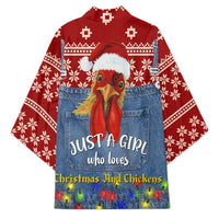 Just A Girl Who Loves Christmas And Chickens Christmas Kimono Funny Xmas Holiday Patterns - Wonder Print Shop