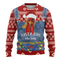 Just A Girl Who Loves Christmas And Chickens Christmas Ugly Christmas Sweater Funny Xmas Holiday Patterns - Wonder Print Shop