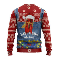 Just A Girl Who Loves Christmas And Chickens Christmas Ugly Christmas Sweater Funny Xmas Holiday Patterns - Wonder Print Shop