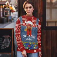 Just A Girl Who Loves Christmas And Chickens Christmas Ugly Christmas Sweater Funny Xmas Holiday Patterns - Wonder Print Shop