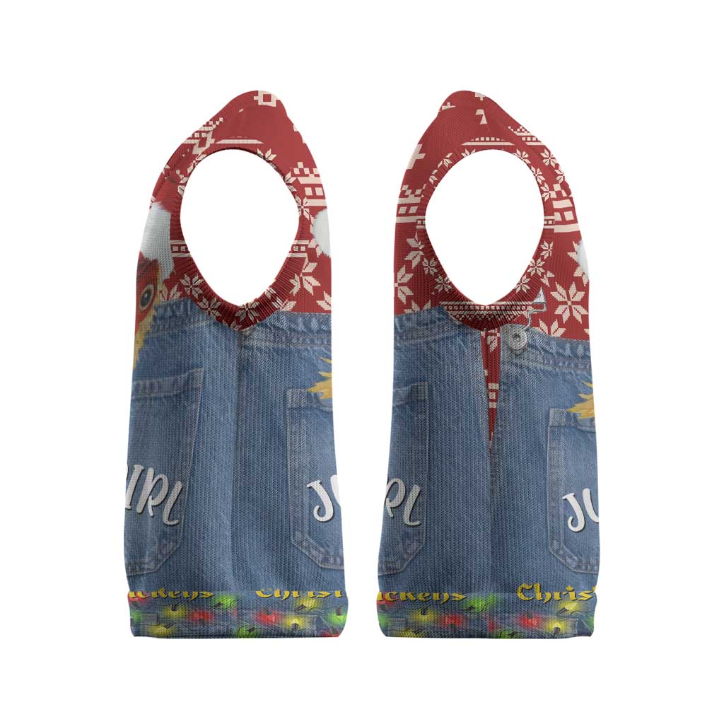 Just A Girl Who Loves Christmas And Chickens Christmas Knitted V-Neck Vest Funny Xmas Holiday Patterns - Wonder Print Shop