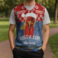 Just A Girl Who Loves Christmas And Chickens Christmas Knitted V-Neck Vest Funny Xmas Holiday Patterns - Wonder Print Shop