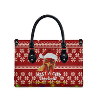 Just A Girl Who Loves Christmas And Chickens Christmas Leather Bag Funny Xmas Holiday Patterns - Wonder Print Shop