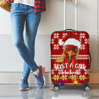 Just A Girl Who Loves Christmas And Chickens Christmas Luggage Cover Funny Xmas Holiday Patterns - Wonder Print Shop