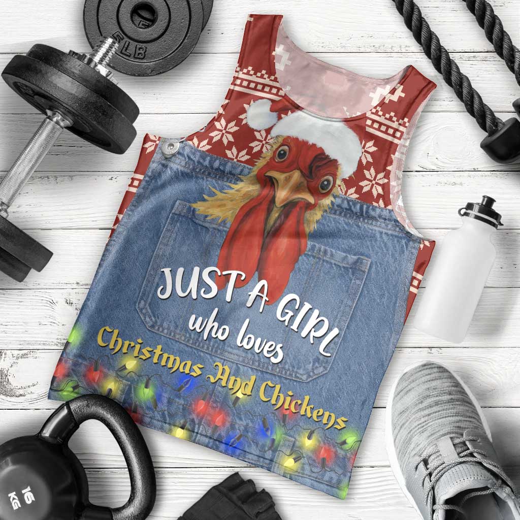 Just A Girl Who Loves Christmas And Chickens Christmas Men Tank Top Funny Xmas Holiday Patterns - Wonder Print Shop