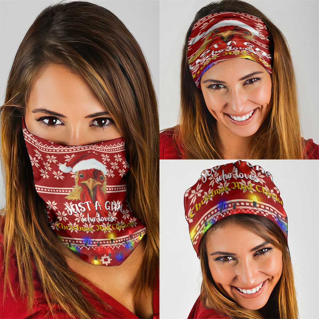 Just A Girl Who Loves Christmas And Chickens Christmas Neck Gaiter Funny Xmas Holiday Patterns - Wonder Print Shop
