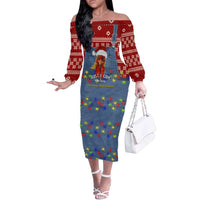 Just A Girl Who Loves Christmas And Chickens Christmas Off The Shoulder Long Sleeve Dress Funny Xmas Holiday Patterns - Wonder Print Shop