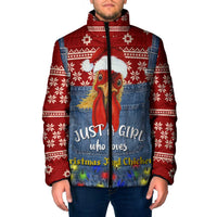 Just A Girl Who Loves Christmas And Chickens Christmas Padded Jacket Funny Xmas Holiday Patterns - Wonder Print Shop