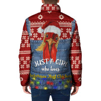 Just A Girl Who Loves Christmas And Chickens Christmas Padded Jacket Funny Xmas Holiday Patterns - Wonder Print Shop