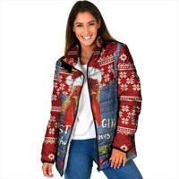 Just A Girl Who Loves Christmas And Chickens Christmas Padded Jacket Funny Xmas Holiday Patterns - Wonder Print Shop