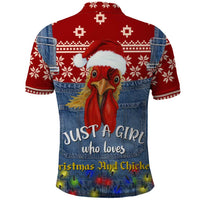 Just A Girl Who Loves Christmas And Chickens Christmas Polo Shirt Funny Xmas Holiday Patterns - Wonder Print Shop