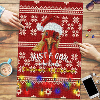 Just A Girl Who Loves Christmas And Chickens Christmas Puzzle Funny Xmas Holiday Patterns - Wonder Print Shop