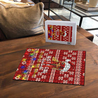 Just A Girl Who Loves Christmas And Chickens Christmas Puzzle Funny Xmas Holiday Patterns - Wonder Print Shop