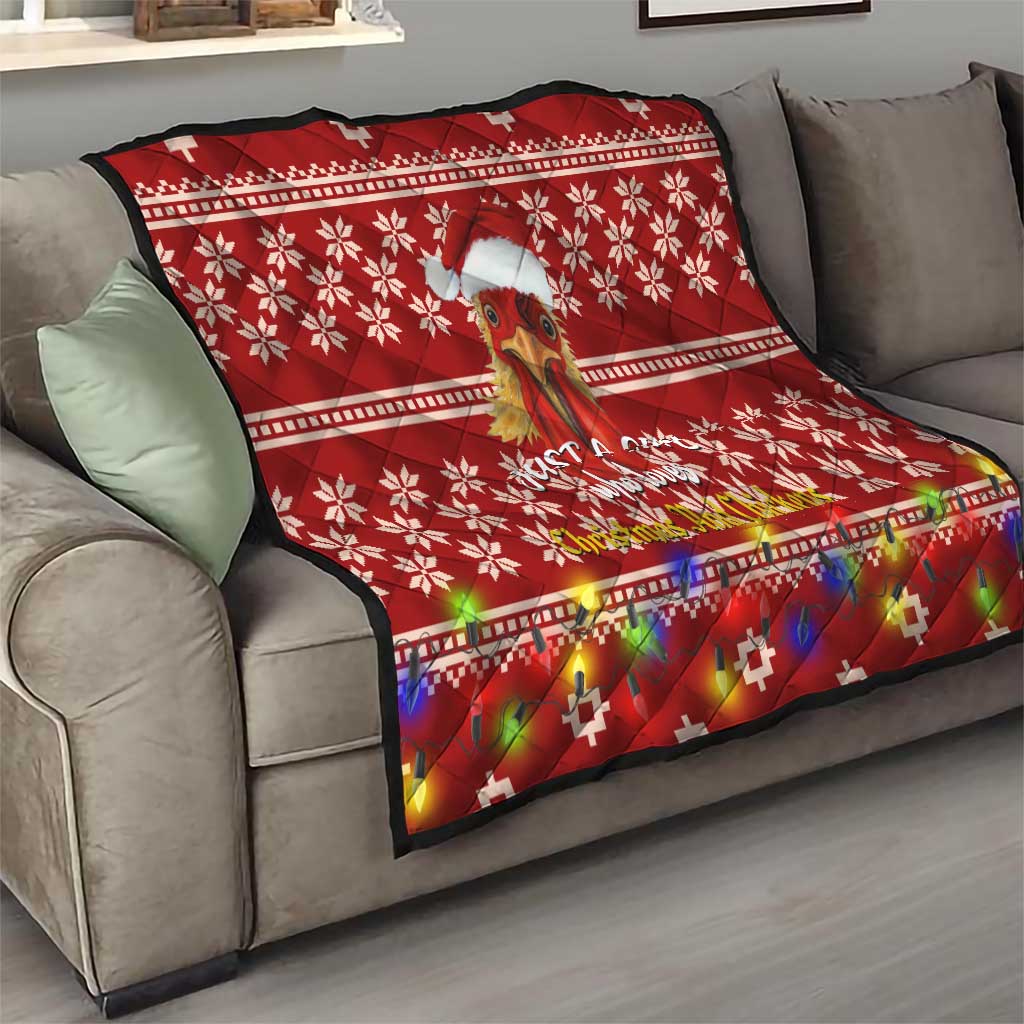Just A Girl Who Loves Christmas And Chickens Christmas Quilt Funny Xmas Holiday Patterns - Wonder Print Shop