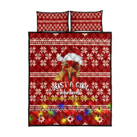 Just A Girl Who Loves Christmas And Chickens Christmas Quilt Bed Set Funny Xmas Holiday Patterns - Wonder Print Shop