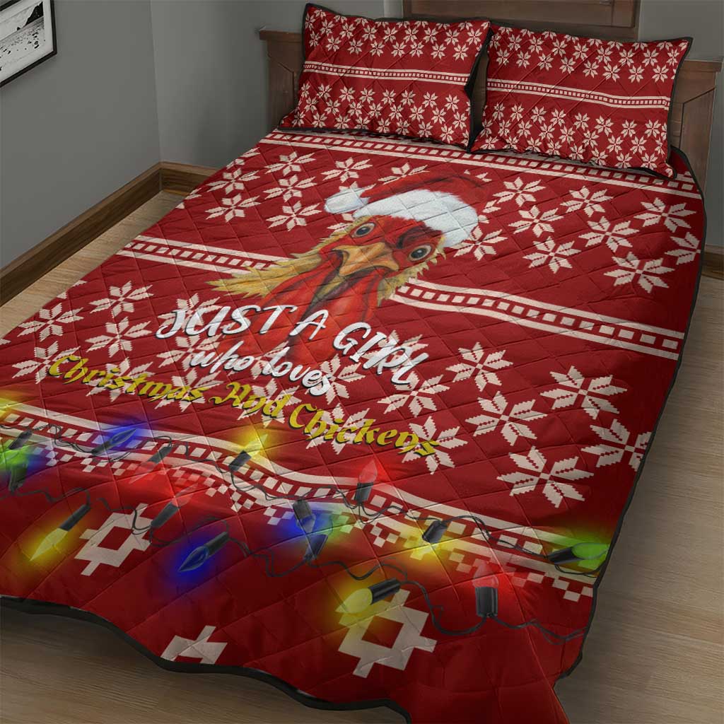 Just A Girl Who Loves Christmas And Chickens Christmas Quilt Bed Set Funny Xmas Holiday Patterns - Wonder Print Shop