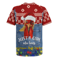 Just A Girl Who Loves Christmas And Chickens Christmas Rugby Jersey Funny Xmas Holiday Patterns - Wonder Print Shop