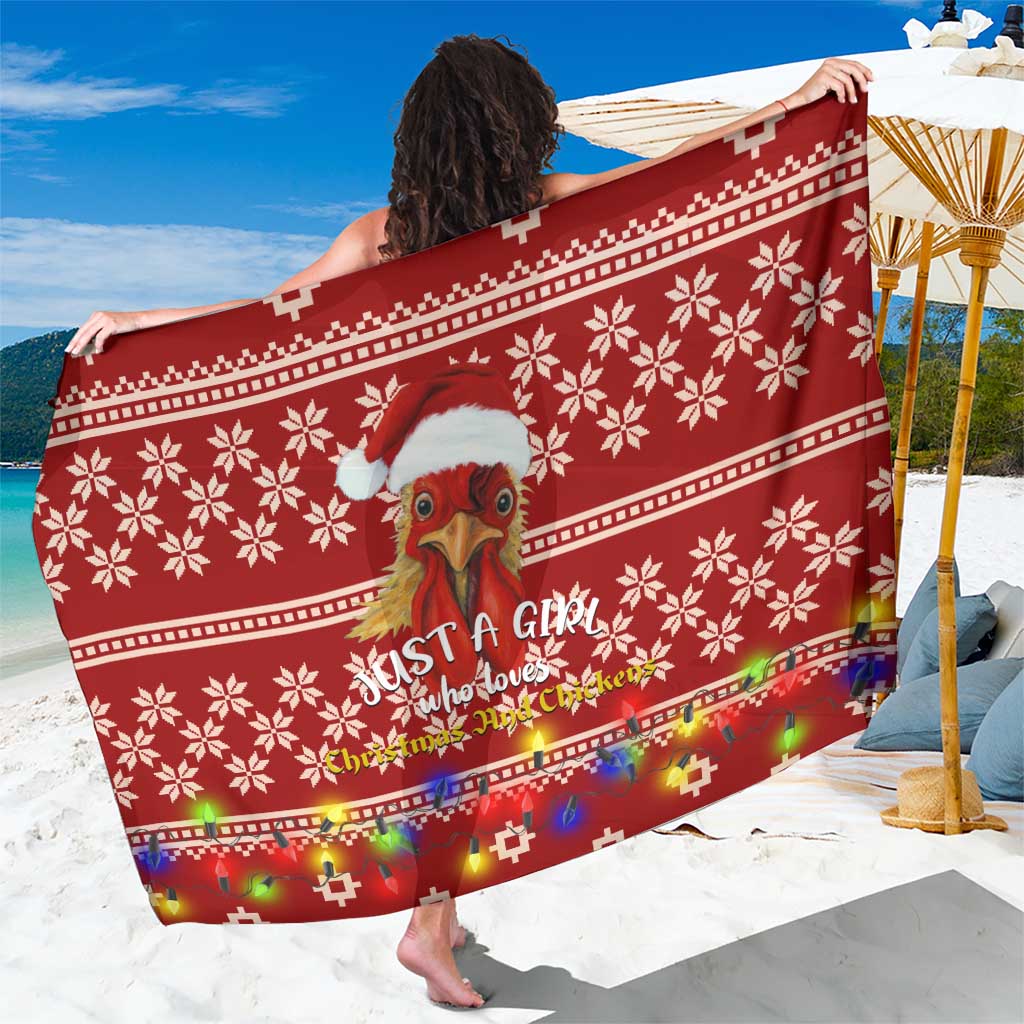 Just A Girl Who Loves Christmas And Chickens Christmas Sarong Funny Xmas Holiday Patterns - Wonder Print Shop