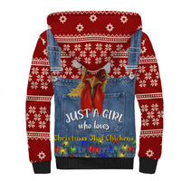 Just A Girl Who Loves Christmas And Chickens Christmas Sherpa Hoodie Funny Xmas Holiday Patterns - Wonder Print Shop