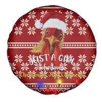 Just A Girl Who Loves Christmas And Chickens Christmas Spare Tire Cover Funny Xmas Holiday Patterns - Wonder Print Shop