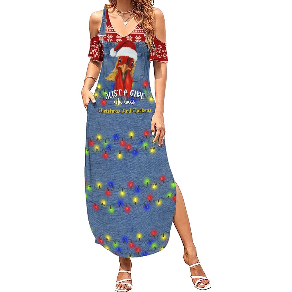Just A Girl Who Loves Christmas And Chickens Christmas Summer Maxi Dress Funny Xmas Holiday Patterns - Wonder Print Shop