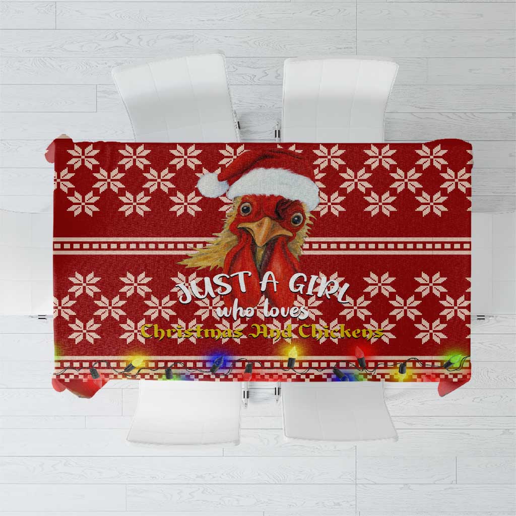 Just A Girl Who Loves Christmas And Chickens Christmas Tablecloth Funny Xmas Holiday Patterns - Wonder Print Shop