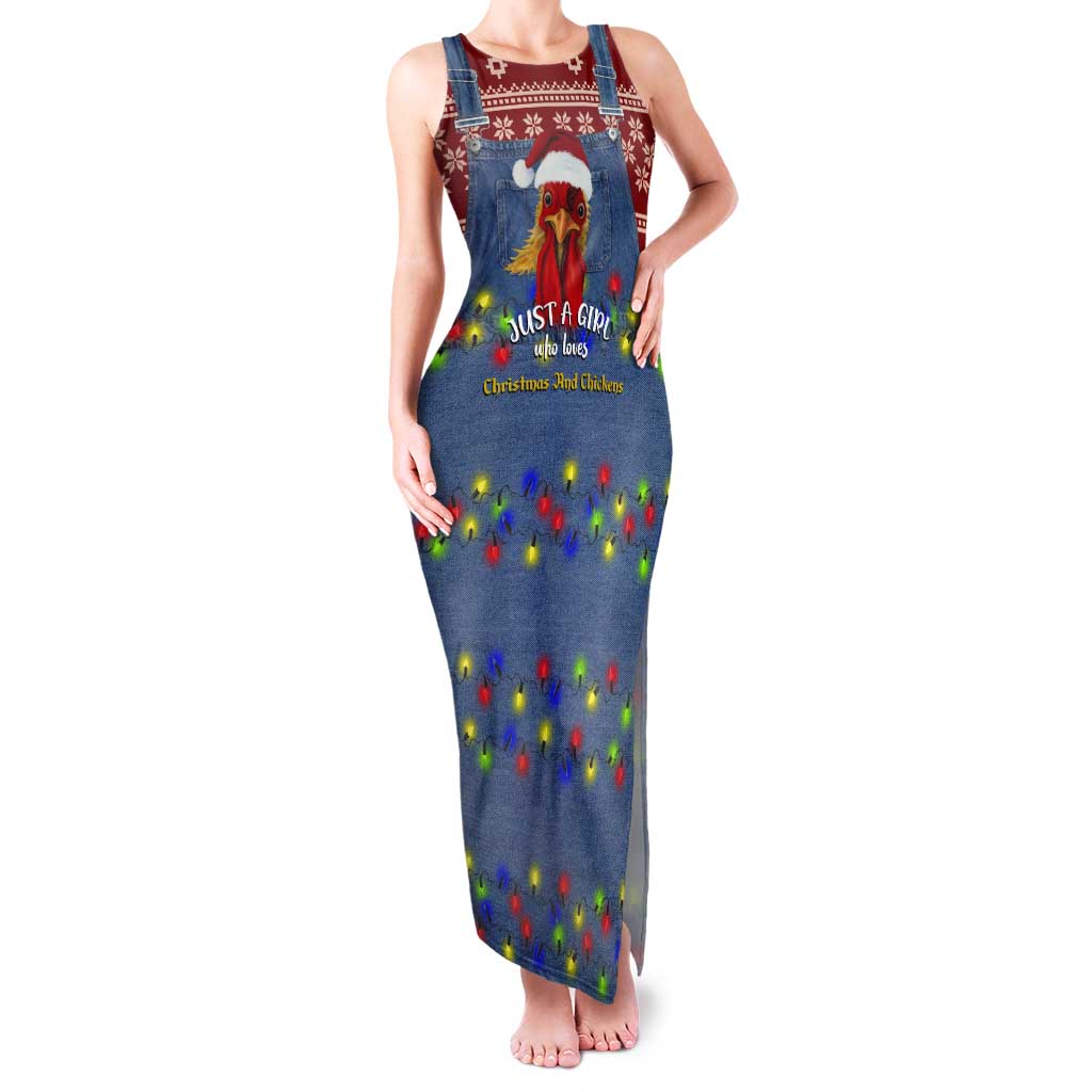 Just A Girl Who Loves Christmas And Chickens Christmas Tank Maxi Dress Funny Xmas Holiday Patterns - Wonder Print Shop